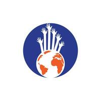 modelo de design de logotipo de vetor de mãos do mundo. conceito de logotipo de suporte mundial.