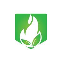 design de logotipo de vetor de folha de fogo. modelo de vetor de design de logotipo de energia alternativa verde eco.