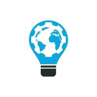 engrenagem global com design de logotipo de vetor de forma de lâmpada. elemento de design de logotipo de ícone de planeta de engrenagem.