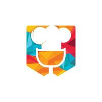 modelo de design de logotipo de vetor de podcast de chef. conceito de logotipo de chef cantando.