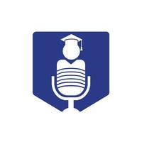 design de símbolo de ícone de logotipo de vetor de podcast de estudante. conceito de logotipo de podcast de educação.