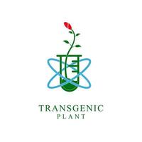 conceito de logotipo de plantas modificadas transgenicamente. agricultura transgênica, culturas transgênicas, produtos biotecnológicos, metáfora de segurança nutricional. vetor