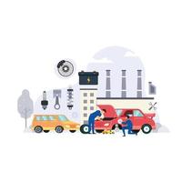 ilustração em vetor conceito de design de indústria de componentes automotivos