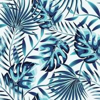 folhagem de plantas de padrão tropical sem costura da floresta tropical elegante para pano de camisa ou têxtil de textura de impressão. fundo tropical. desenho vetorial. trópico exótico. design de papel de parede de verão. papel de parede da floresta vetor