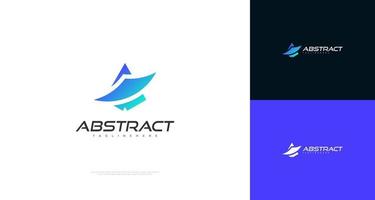 carta abstrata e futurista um design de logotipo em estilo gradiente azul. letra um logotipo ou ícone para logotipo de negócios ou tecnologia vetor