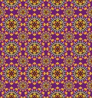 círculo étnico africano flor forma sem costura padrão colorido fundo roxo. uso para tecido, têxtil, elementos de decoração de interiores, estofados, embrulhos. vetor