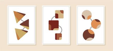 conjunto de cartazes de arte geométrica minimalista. modelo de cartazes de design contemporâneo com elementos de formas primitivas. ilustração do vetor de modelos abstratos na moda criativos contemporâneos modernos.