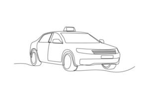 um único carro de táxi de desenho de linha. conceito de veículo. linha contínua desenhar design gráfico ilustração vetorial. vetor