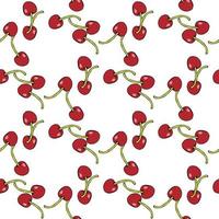 padrão sem costura com cerejas simples em fundo branco para tecido, têxtil, roupas, toalha de mesa e outras coisas. imagem vetorial. vetor