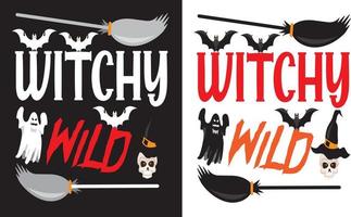 design de vetor de camiseta selvagem bruxa de halloween