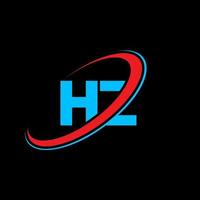 design de logotipo de letra hz hz. letra inicial hz círculo ligado logotipo monograma maiúsculo vermelho e azul. logotipo hz, design hz. hz, hz vetor