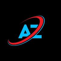 design de logotipo de carta az az. letra inicial az logotipo de monograma maiúsculo círculo ligado vermelho e azul. az logotipo, az design. az, az vetor