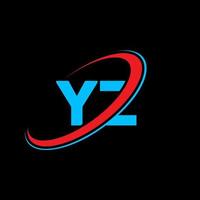 design de logotipo de letra yz yz. letra inicial yz círculo ligado logotipo monograma maiúsculo vermelho e azul. logotipo yz, design yz. yz, yz vetor