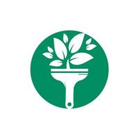 pintura de logotipo de vetor de pincel de planta. jardim renovar o conceito de logotipo de vetor.