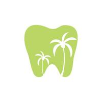 design de logotipo de odontologia de clínica odontológica. logotipo dental com o conceito de ilha tropical. vetor