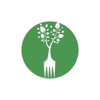 design de logotipo de vetor de árvore de garfo. conceito de logotipo de restaurante e agricultura.