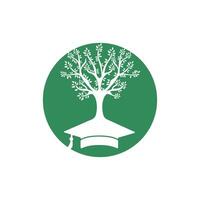 design de logotipo de educação de natureza moderna criativa. chapéu de formatura e logotipo de ícone de árvore. vetor