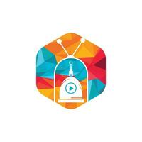 modelo de design de logotipo de vetor de tv muçulmano. conceito de logotipo de mídia islâmica.