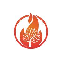 modelo de design de logotipo de vetor de árvore de fogo. conceito de logotipo de ícone de natureza chama.