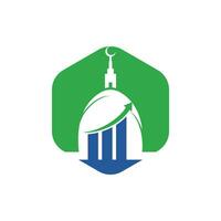 modelo de design de logotipo de vetor de negócios gráfico islâmico. mesquita e design de ícone de gráfico de barras.