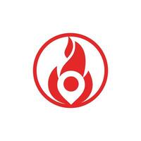 modelo de design de logotipo de vetor de pino de fogo. conceito de design de logotipo de localização de fogo.