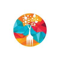 design de logotipo de vetor de árvore de garfo. conceito de logotipo de restaurante e agricultura.