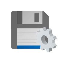 disquete simples com ícone de configuração do ícone de engrenagem ou instrução vetor