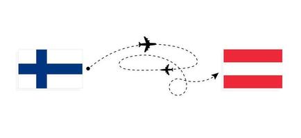 voo e viagem da Finlândia para a Áustria pelo conceito de viagens de avião de passageiros vetor