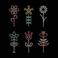 clipart de flores de neon vetor