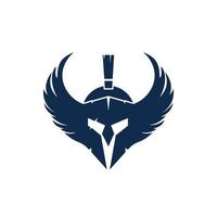 guerreiro espartano com design de logotipo de vetor de asas. design de conceito do logotipo do cavaleiro guerreiro.