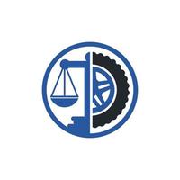 modelo de design de logotipo de vetor de lei de transporte. pneu e design de ícone de equilíbrio.