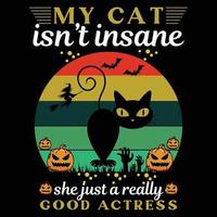 melhor design de camiseta de gato de halloween vetor