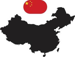 mapa e bandeira da china vetor