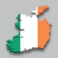 3D mapa isométrico da Irlanda com bandeira nacional. vetor