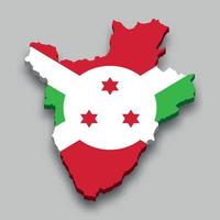 3D mapa isométrico do burundi com bandeira nacional. vetor