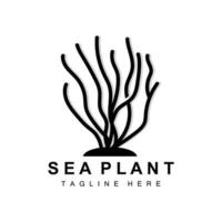 logotipo de algas marinhas, design vetorial de plantas marinhas, mercearia e proteção da natureza vetor