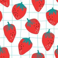 padrão sem emenda com morangos vermelhos. gráficos de vetor de impressão de frutas de verão brilhante.