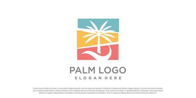 vetor de design de logotipo de palma com conceito criativo simples e único