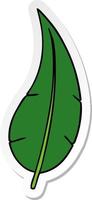 doodle de desenho de adesivo de uma folha longa verde vetor