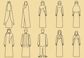 Ícones de roupa do Oriente Médio vetor