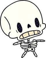 esqueleto morto bonito de desenho animado kawaii vetor