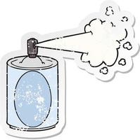 adesivo angustiado de uma lata de spray aerossol de desenho animado vetor