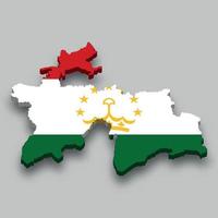 3D mapa isométrico do Tajiquistão com bandeira nacional. vetor