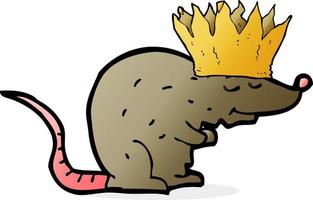 rato de desenho animado usando uma coroa vetor