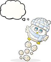 desenho de balão de pensamento desenhado à mão livre corujinha bonitinha voando vetor