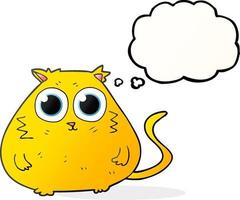 gato de desenho animado de balão de pensamento desenhado à mão livre com grandes olhos bonitos vetor