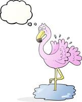 balão de pensamento desenhado à mão livre desenho animado flamingo vetor