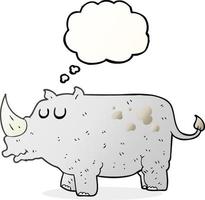 rinoceronte de desenho animado de balão de pensamento desenhado à mão livre vetor