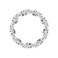 galhos moldura redonda. ornamento de círculo floral. folhas e galhos, lugar para texto. elemento de design para cartão postal ou banner. ilustração vetorial de quadro de galhos vetor