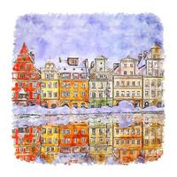 wroclaw polônia esboço em aquarela ilustração desenhada à mão vetor